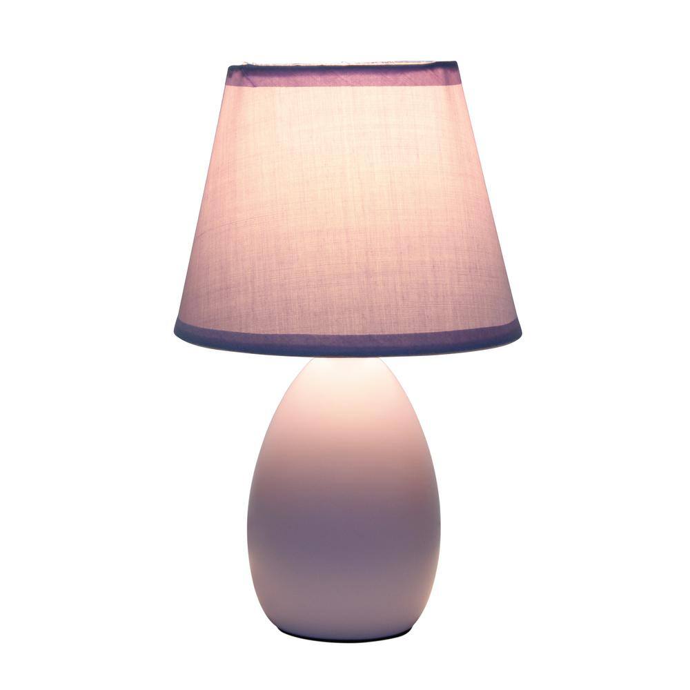 Purple Mini Egg Ceramic Table Lamp with Fabric Shade