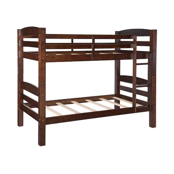 Sanders Espresso Brown Twin over Twin Bunk Bed with Ladder