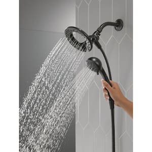 In2ition 4-Spray Patterns 1.75 GPM 6.13 in. Wall Mount Dual Shower Heads in Matte Black