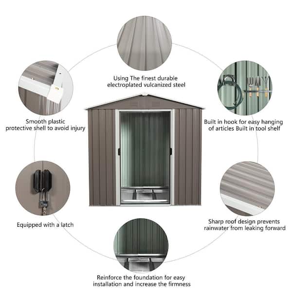 Unbranded - 6 ft. x 5 ft. Gray Outdoor Metal Garden Storage Shed for Garden, Lawn (30 sq. ft.)
