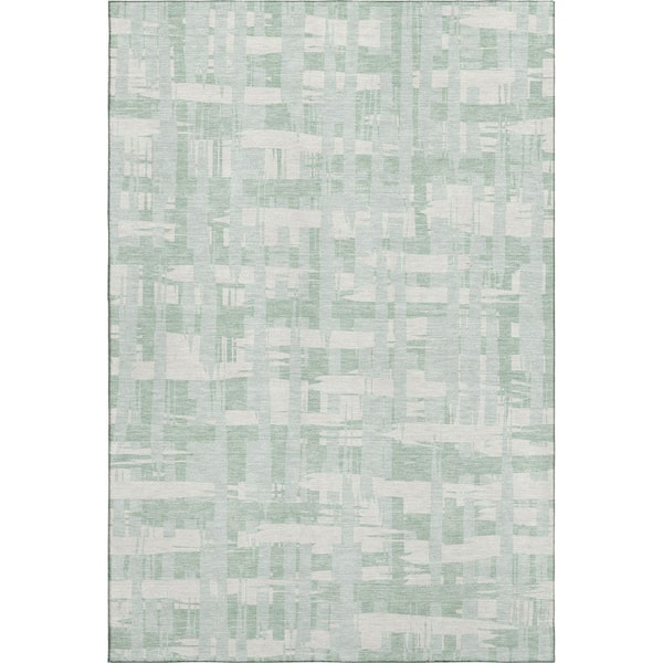 Mayfield Premium Machine Washable Abstract AMF1849 Mint 8 ft. x 10 ft. Area Rug
