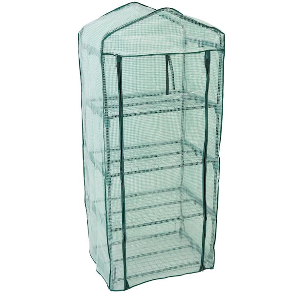 Sunnydaze Decor Sunnydaze ft. in. x ft. in. x ft. 2.5 in. Portable  4-Tier Mini Greenhouse for Outdoors Green HGH-949 The Home Depot