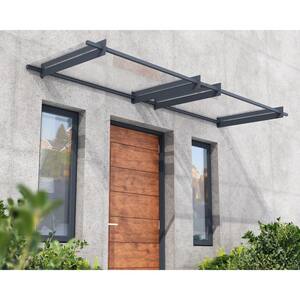 Nancy 3 ft. x 10 ft. Gray/Clear Door and Window Awning