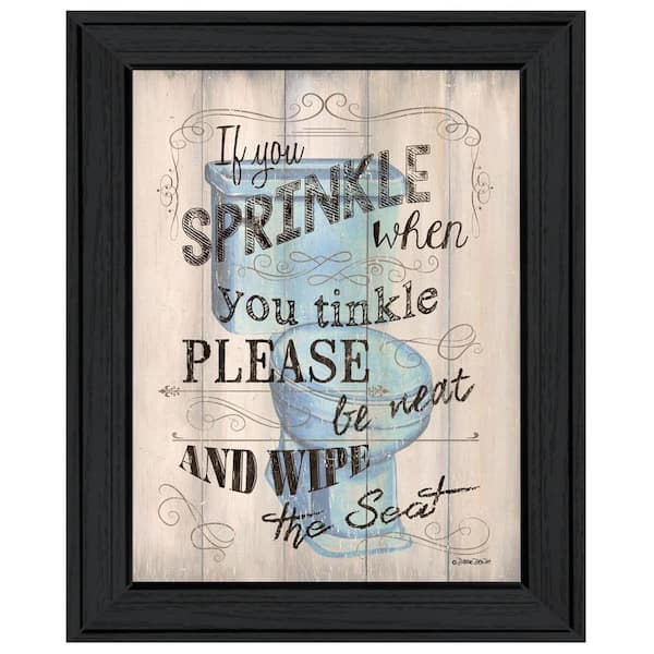 HomeRoots Charlie Bathroom Humor 1-Piece Framed Wall Art 19 in. x 15 in.
