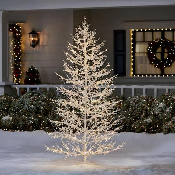 Home Accents Holiday 7 ft. LED White Berry Tree with White Lights ...