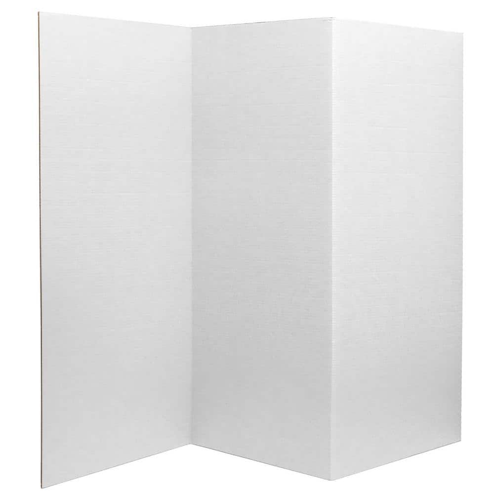 3 ft. Short White Cardboard Folding Screen with 3 Panels