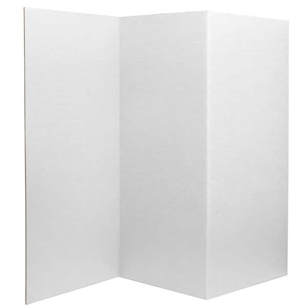 Oriental Furniture 3 ft. Short White Temporary Cardboard Folding Screen - 3 Panels