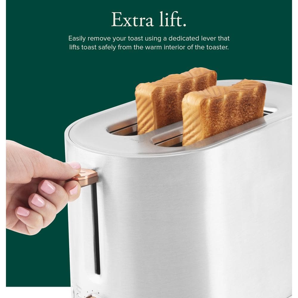 Stainless Steel 2-Slice Toaster with Copper Accents and Wide Slots