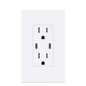 Electrical Duplex Outlet Receptacle with 2-USBC Power Delivery Ports, Total 36-Watt
