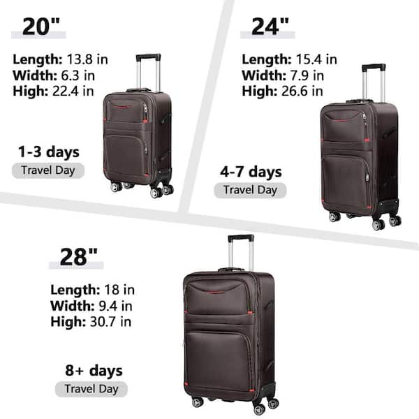 3PCS Soft Side Expandable Luggage w/Spinner Wheels Lock Lightweight Suitcase