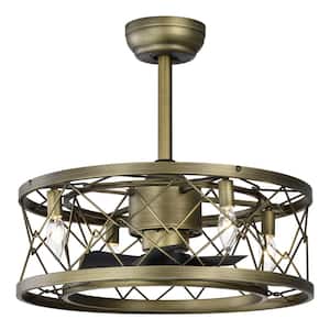Light Pro 20.47 in. Indoor Bronze Finish Ceiling Fan Caged Ceiling Fan with Lights and Remote