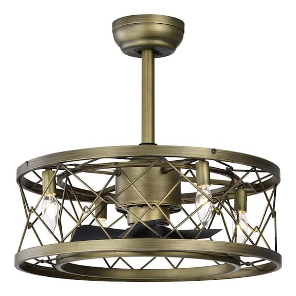 Modland Light Pro 20.47 in. Indoor Bronze Finish Ceiling Fan Caged Ceiling Fan with Lights and Remote