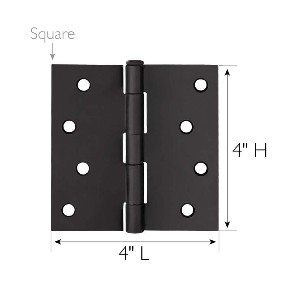 Matte Black Steel 4'' x 4'' Door Hinges with Removable Pin