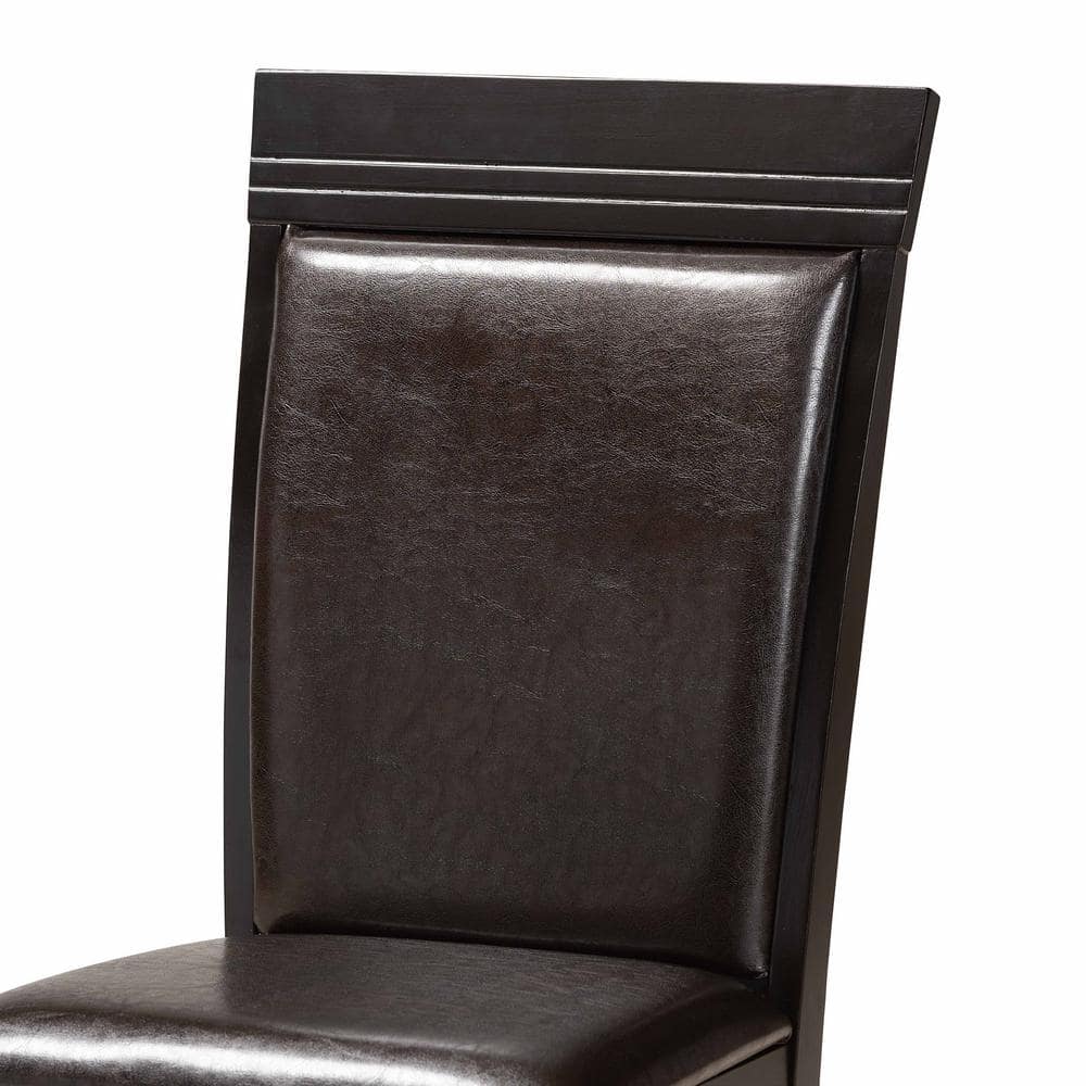 Ancel 5-Piece Dark Brown Faux Leather & Wood Modern Dining Set