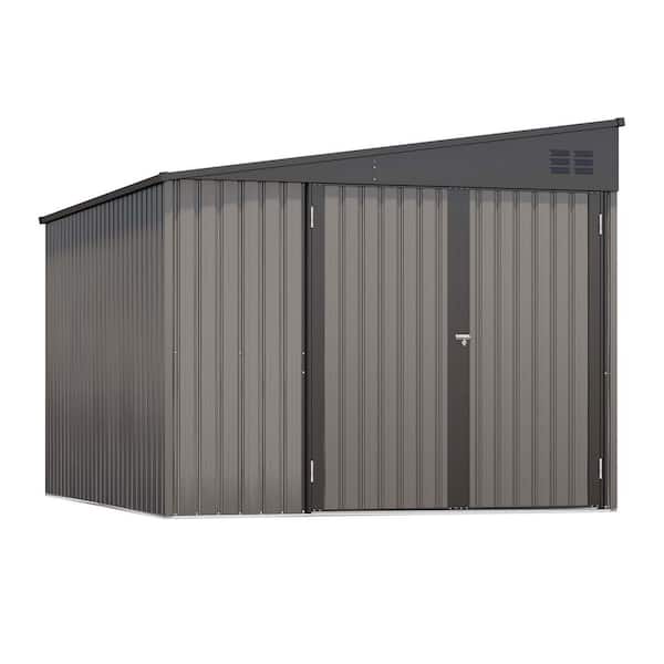10 ft. W x 8 ft. D Metal Storage Shed with 2-Doors for Backyard Garden in Gray (80 sq. ft.)