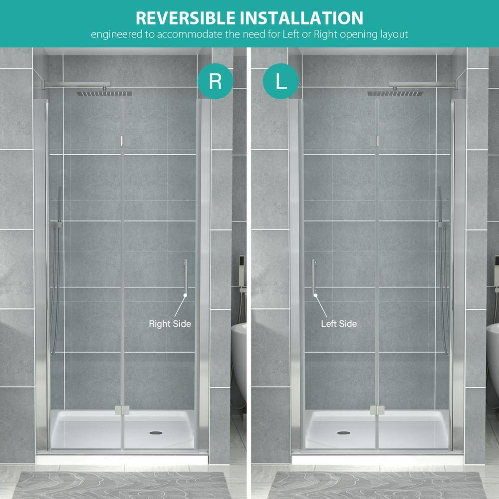 30" x 72" Chrome Semi-Frameless Bi-Fold Shower Door with Clear Glass