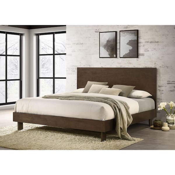Glenwood Warm Brown Wood Frame Eastern King Platform Bed