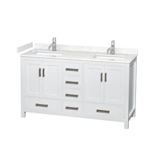 Sheffield 60 in. W x 22 in. D Double Bath Vanity in White with Cultured Marble Vanity Top in White with White Basins