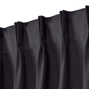 Charcoal Sateen Solid 30 in. W x 84 in. L Noise Cancelling Thermal Pinch Pleat Blackout Curtain (Set of 2)