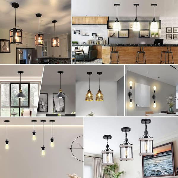 Black Lamp Canopy Kit Vintage Chandelier Ceiling Fixture Cover Plate with Mounting Hardware 1-Pack