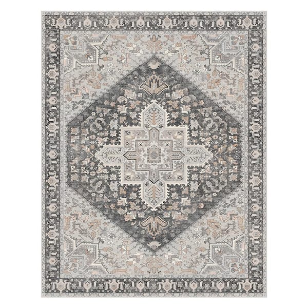 Azira Medallion Gray/Beige 8 ft. x 10 ft. Living Room/Bedroom/Dining Room Area Rug