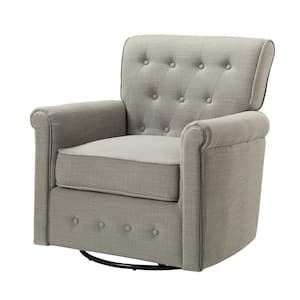 Andrin Swivel Grey Armchair with Metal Base