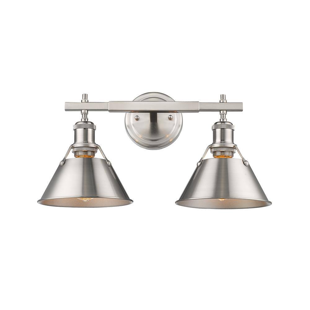 Pewter Transitional 2-Light Bath Vanity Fixture
