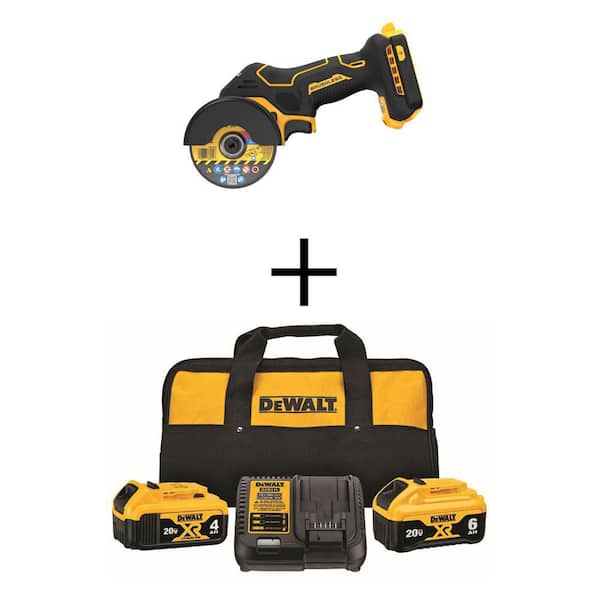 DEWALT 20V XR Cordless 3 in. Cut-Off Tool with 20V MAX XR Premium Lithium-Ion 6.0Ah and 4.0Ah Batteries