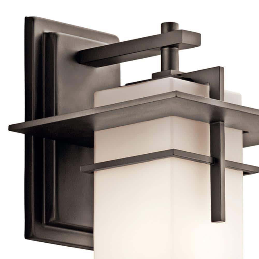 Bronze 14.75" Outdoor Wall Lantern with Opal Glass