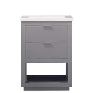 Klein 24 in. W x 18 in. D Bath Vanity in Gray with Porcelain Vanity Top in White with White Basin