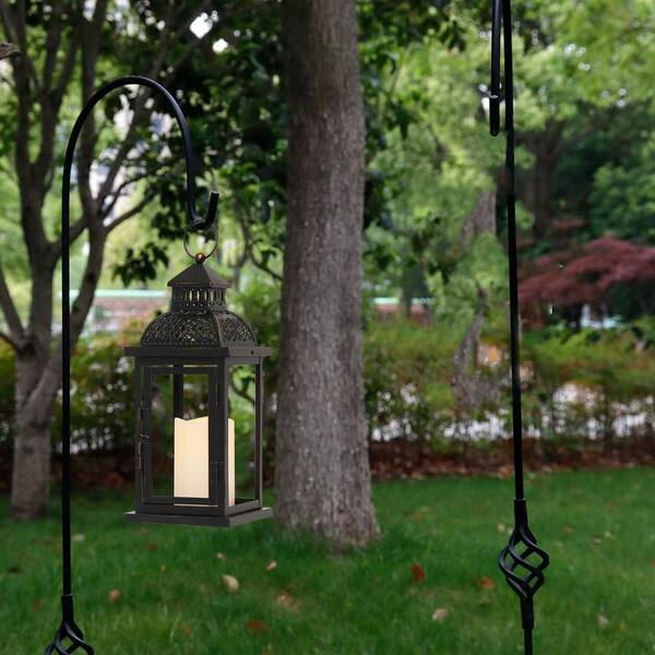 15 in. Candle Lantern Decorative Garden statue, Black L0DQ6ZKPXJ