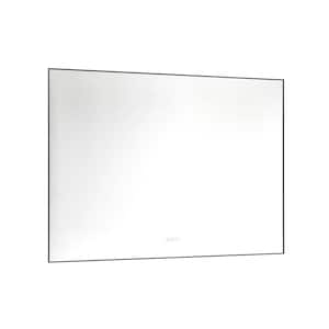 48 in. W x 36 in. H Large Rectangular Frameless Anti-Fog Memory Wall Bathroom Vanity Mirror in Gun Ash