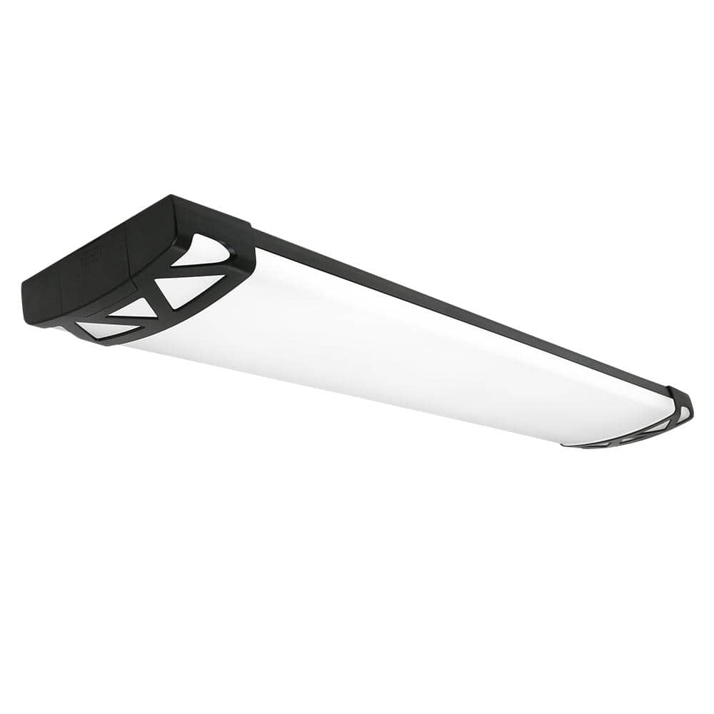 1-Pack 4 ft. Matte Black Triangle End Caps 5250LM 75W Integrated LED Wrapar