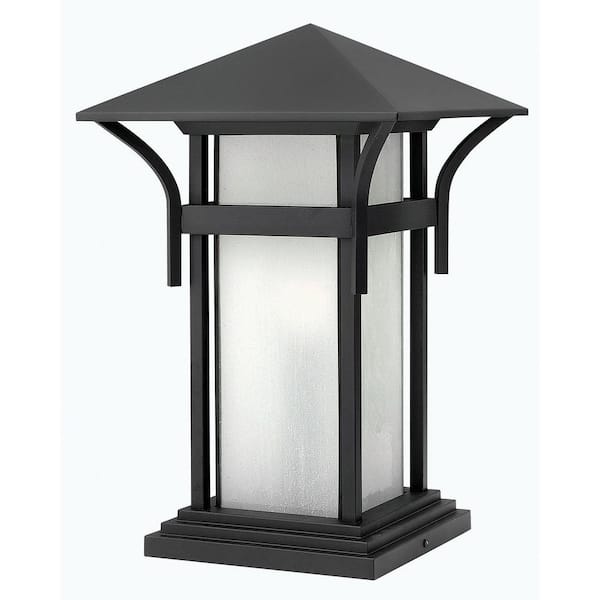 Harbor 17 in. 1-Light Satin Black Low Voltage Outdoor Pier Mount Light