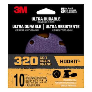 5 in. 320-Grit Ultra Durable Power Sanding Discs with Universal Hole (10-Discs/Pack)