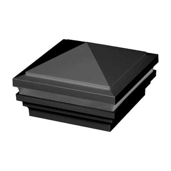 Fiberon 5 in. x 5 in. Serene Black Integrated LED Fits Post Sleeve Hardwired Pyramid Top Halo Deck Post Cap Light
