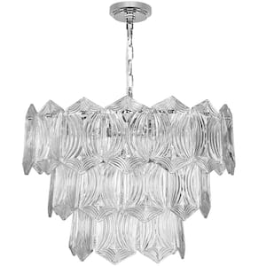 Victoria 5-Light Chrome Chandelier with Tiered Glass Shade