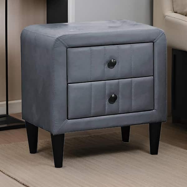 Benjara Rheo Dark Gray 2-Drawer 20.5 in. W Nightstand