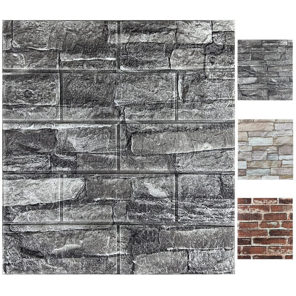 Rock 3D Wall Panels Peel and Stick Foam Wallpaper Peel (20-Piece)