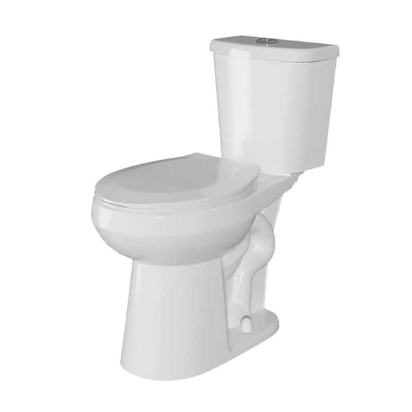 Unbranded 19 in. ADA Height 2-Piece Toilet 1.0/1.28 GPF Dual Flush Round Tall Toilet in White Comfort Bowl Height Bathroom Toilet