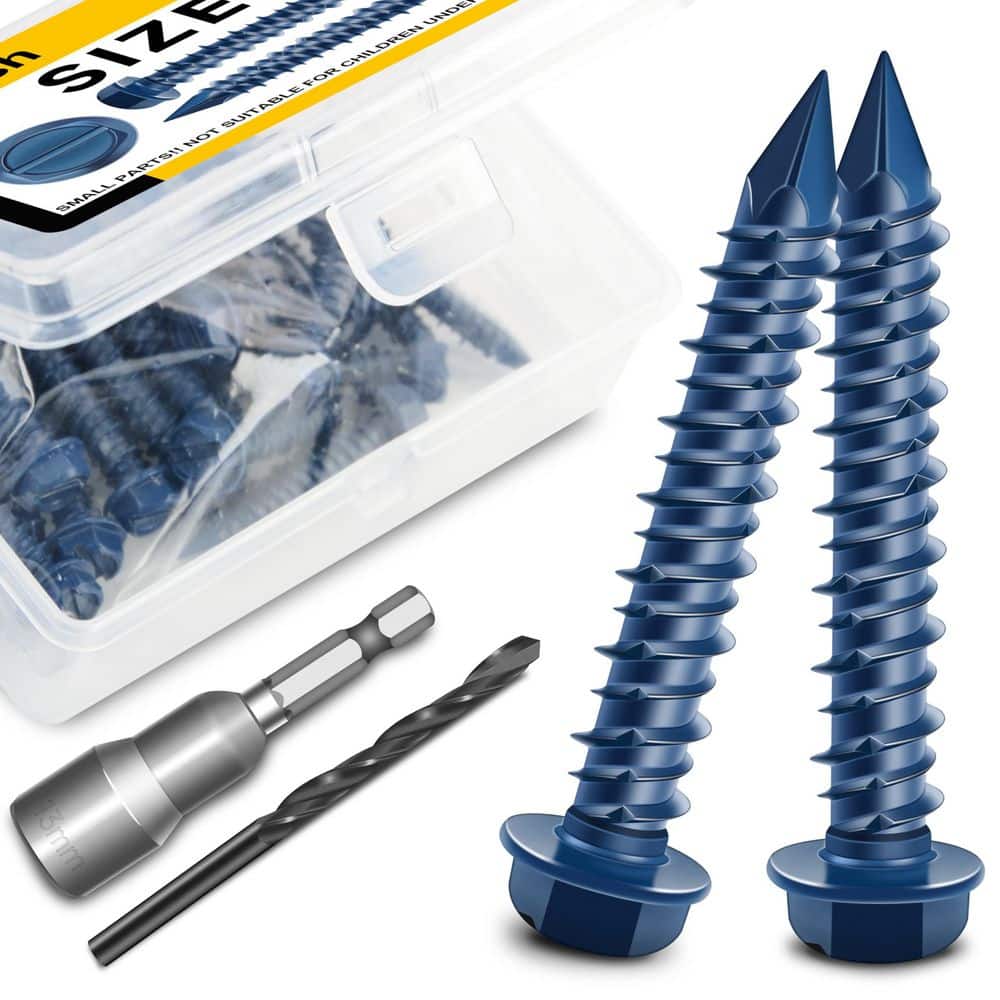 1/4 in. x 1-1/4 in. Carbon Steel Slotted Hex Head Concrete Screws, Blue Corrosion-Resistant Coating (30-Pack) price history on PriceWatchPro