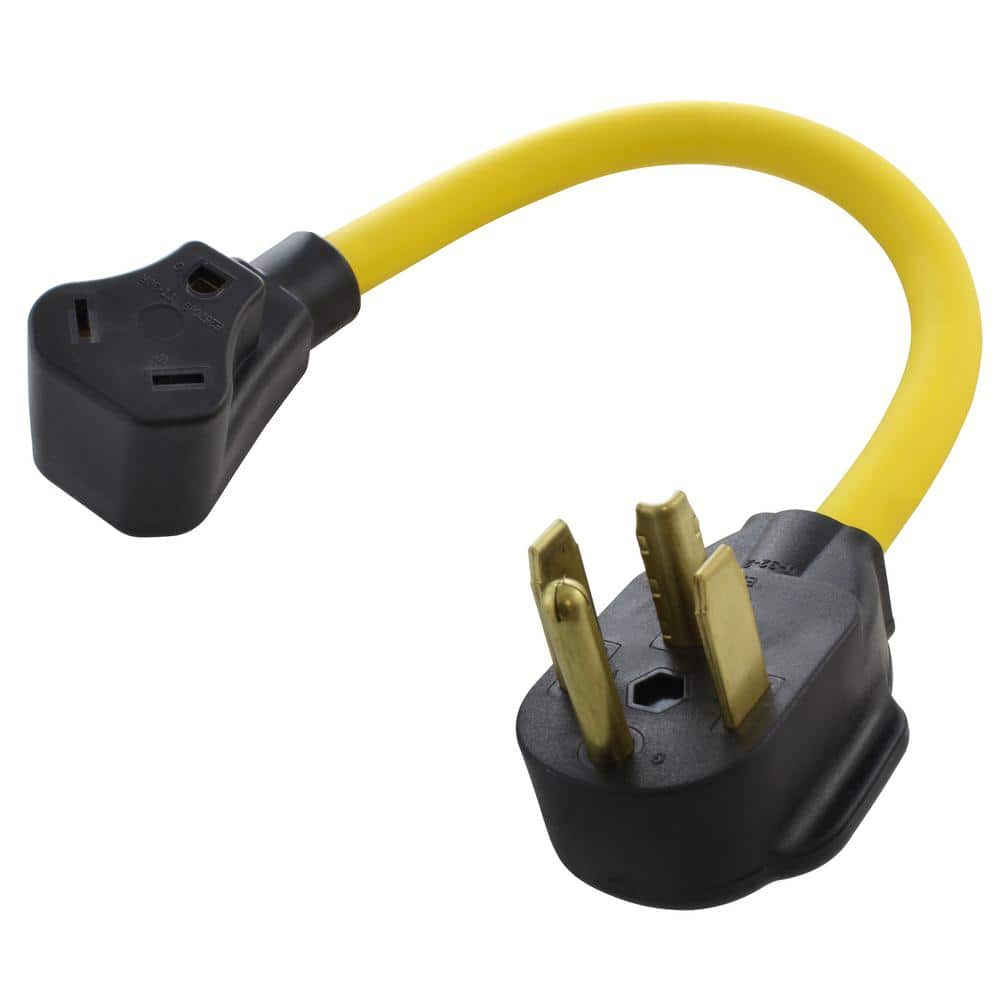 1.5 ft. 14-30P 30 Amp 4-Prong Dryer Plug to 30 Amp RV 10/3 Extension Cord A