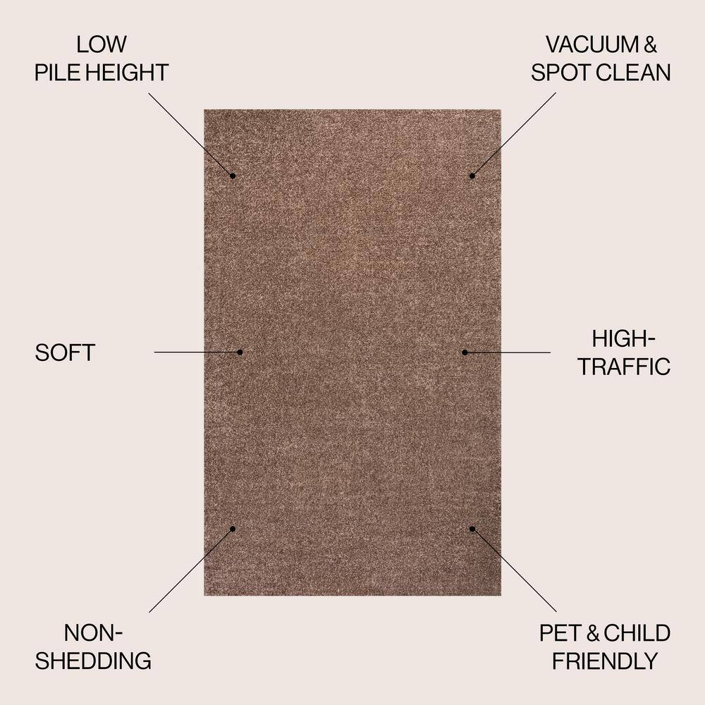 Brown 6'2" x 9' Solid Synthetic Easy Care Area Rug