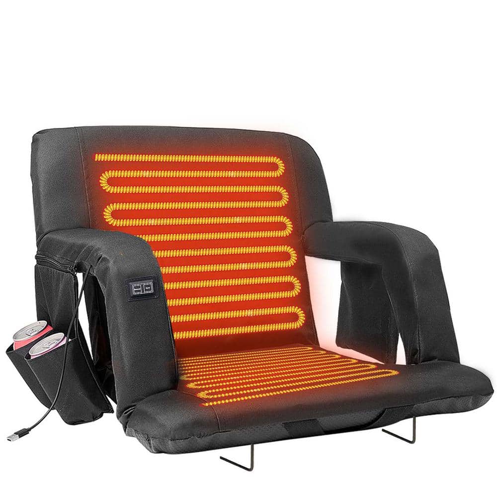 BOZTIY 25 in. Double Heated Stadium Seat Portable Dual Side Heated Bleacher Seats with 6 Reclining Positions for Sports Events KTY H L 02HD01 The Home Depot