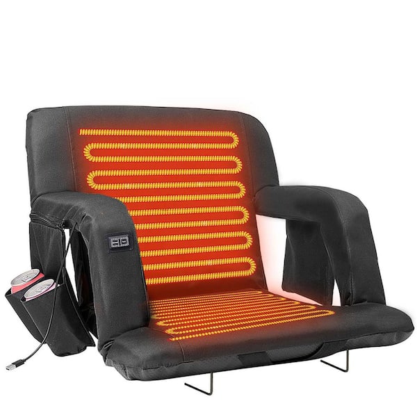 BOZTIY 25 in. Double Heated Stadium Seat Portable Dual-Side Heated Bleacher Seats with 6-Reclining Positions for Sports Events