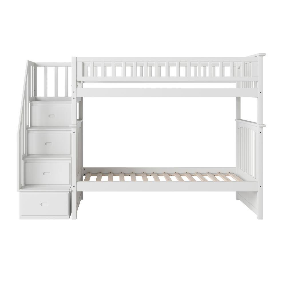 Atlantic Furniture Columbia Staircase Bunk Bed Twin over Twin in White ...