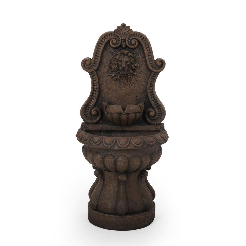 Majestad Antique Light Brown Resin Lion Head Fountain
