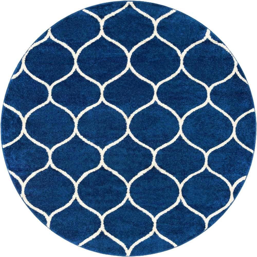 Trellis Frieze Rounded Navy Blue 7 ft. x 7 ft. Area Rug price history on PriceWatchPro