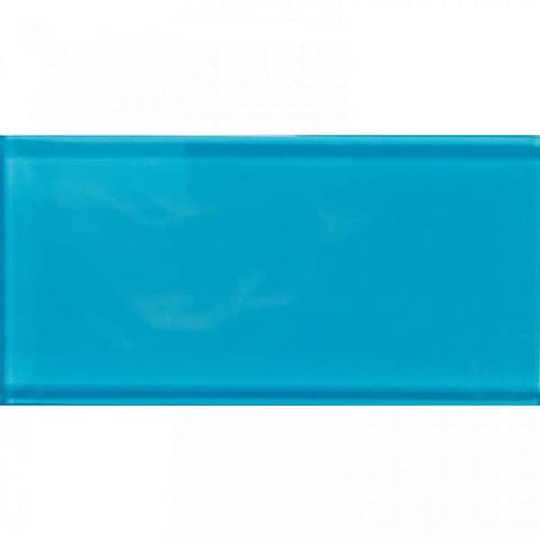 Apollo Tile Laguna Blue 3 in. x 6 in. Polished Glass Mosaic Tile Sample (0.12 sq. ft./Piece)