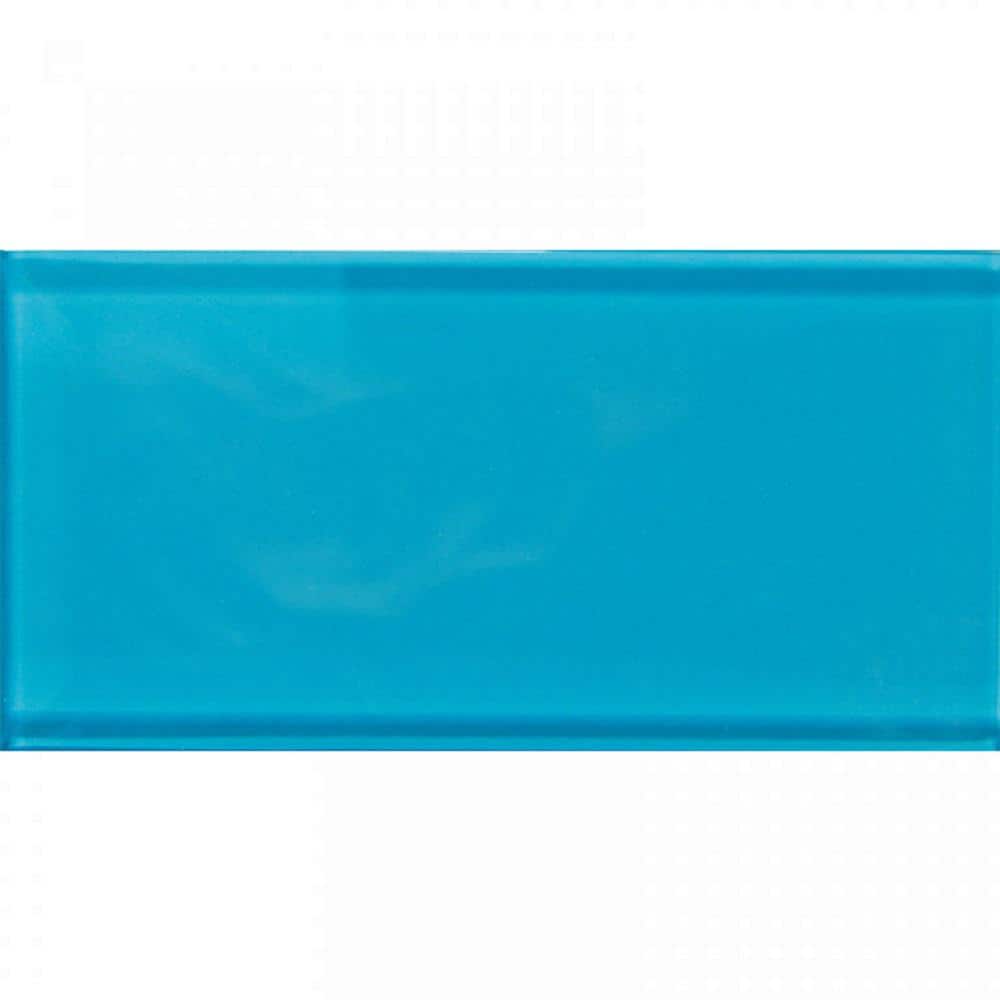 Cerulean Blue 3x6 Glossy Glass Subway Wall Tile, 40 Pack
